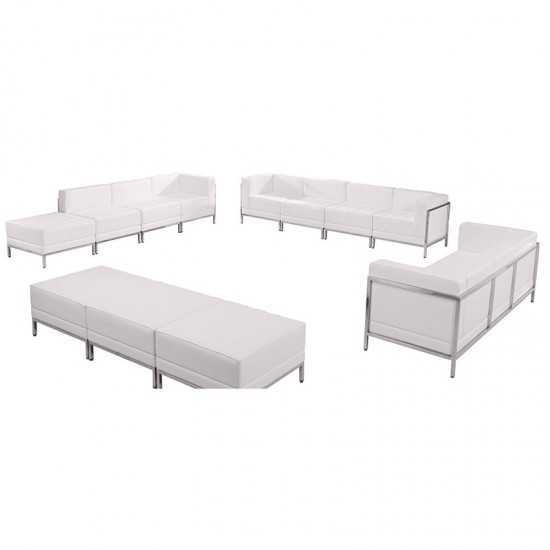 Melrose White LeatherSoft Sofa, Lounge & Ottoman Set, 12 Pieces