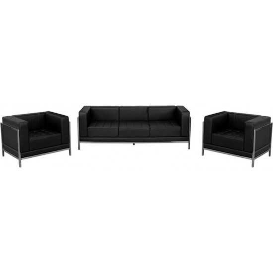 Black LeatherSoft Sofa & Chair Set