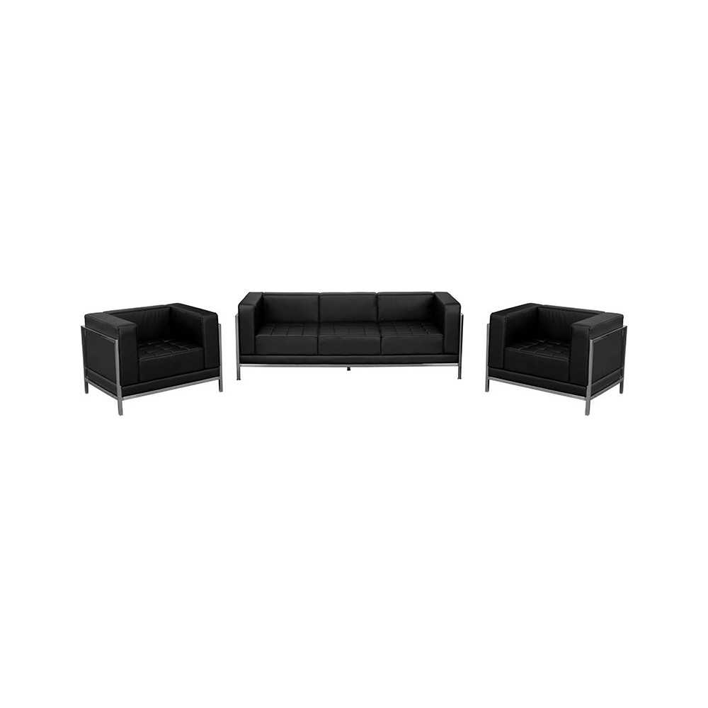 Black LeatherSoft Sofa & Chair Set