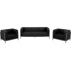 Black LeatherSoft Sofa & Chair Set