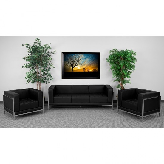 Black LeatherSoft Sofa & Chair Set