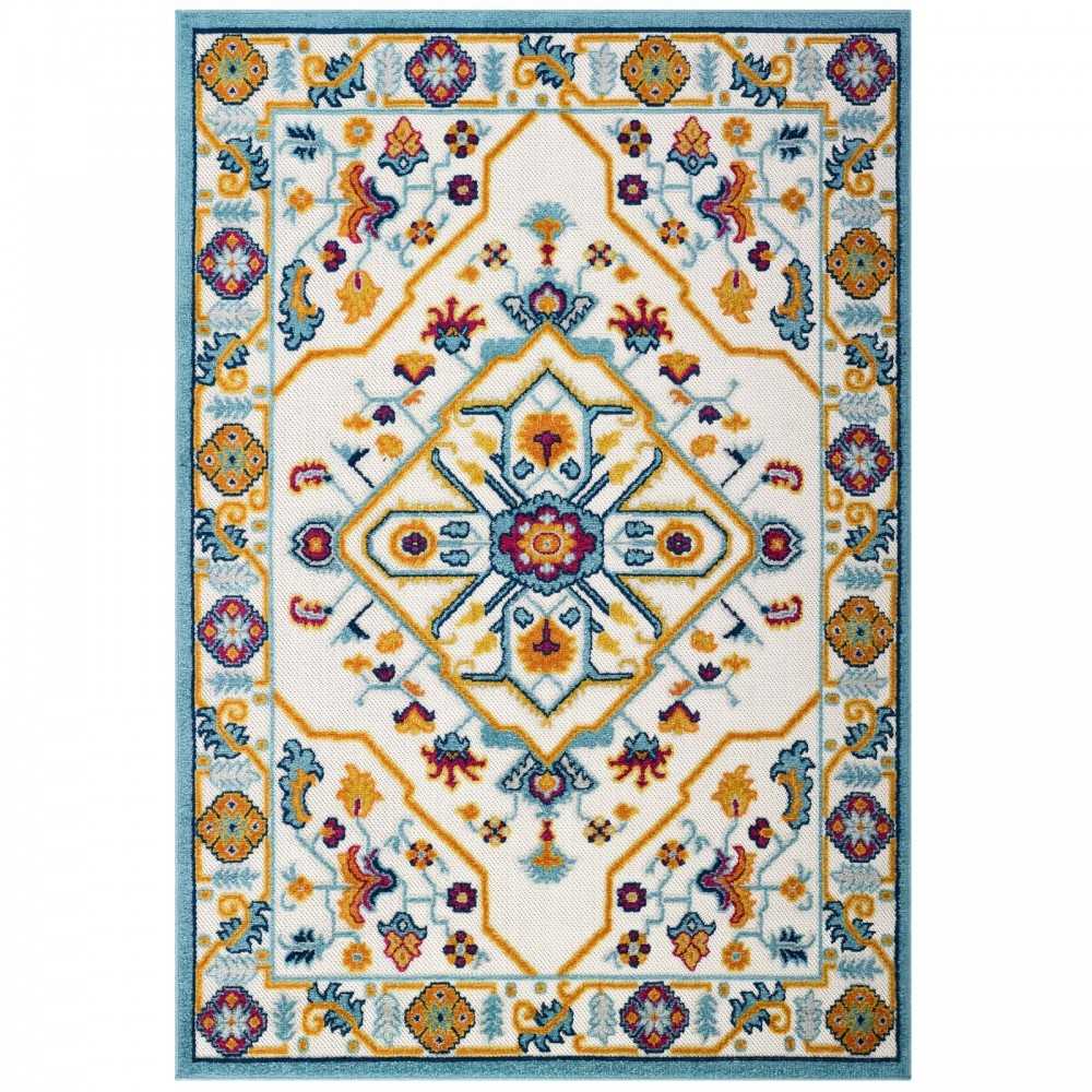 Reflect Freesia Distressed Floral Persian Medallion 5x8 Indoor and Outdoor Area Rug