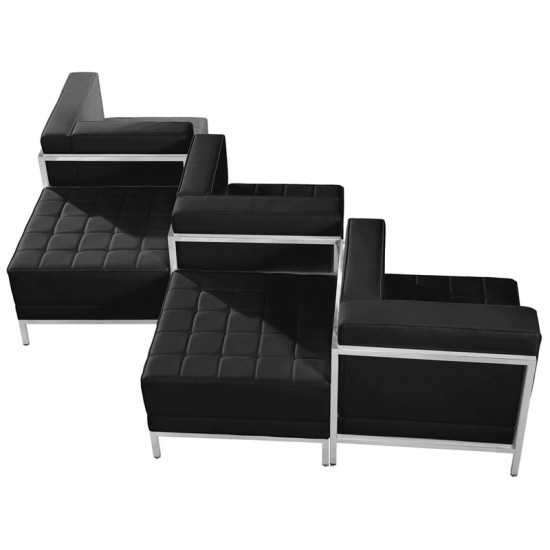 Black LeatherSoft 5 Piece Chair & Ottoman Set