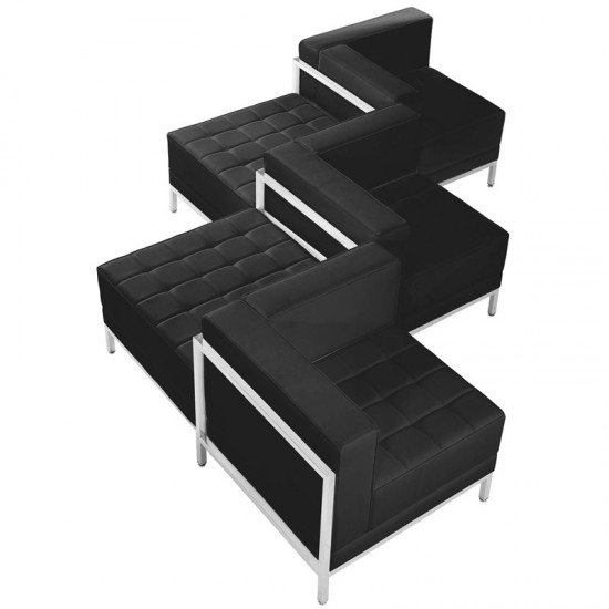 Black LeatherSoft 5 Piece Chair & Ottoman Set