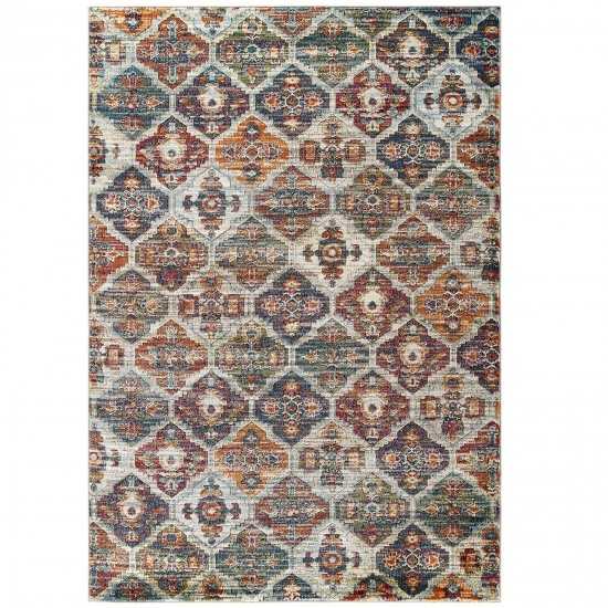 Tribute Azalea Distressed Vintage Floral Lattice 8x10 Area Rug