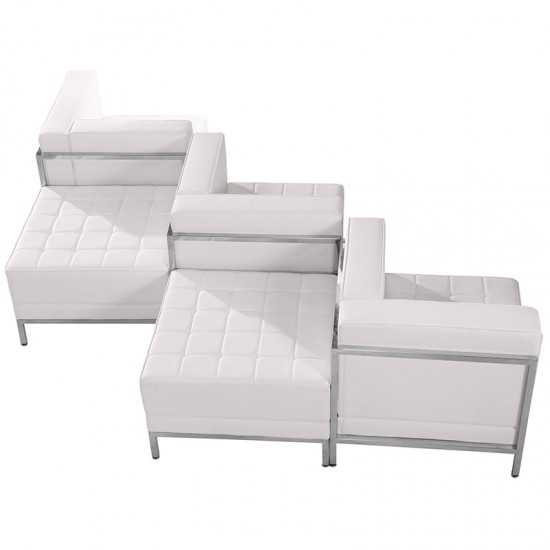 Melrose White LeatherSoft 5 Piece Chair & Ottoman Set