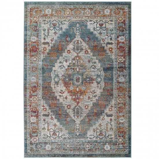 Tribute Camellia Distressed Vintage Floral Persian Medallion 8x10 Area Rug