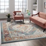 Tribute Camellia Distressed Vintage Floral Persian Medallion 8x10 Area Rug