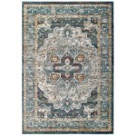 Tribute Diantha Distressed Vintage Floral Persian Medallion 5x8 Area Rug