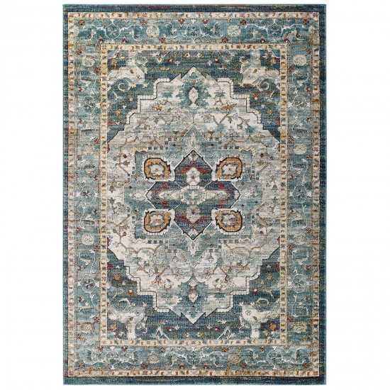 Tribute Diantha Distressed Vintage Floral Persian Medallion 5x8 Area Rug