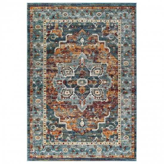 Tribute Diantha Distressed Vintage Floral Persian Medallion 8x10 Area Rug