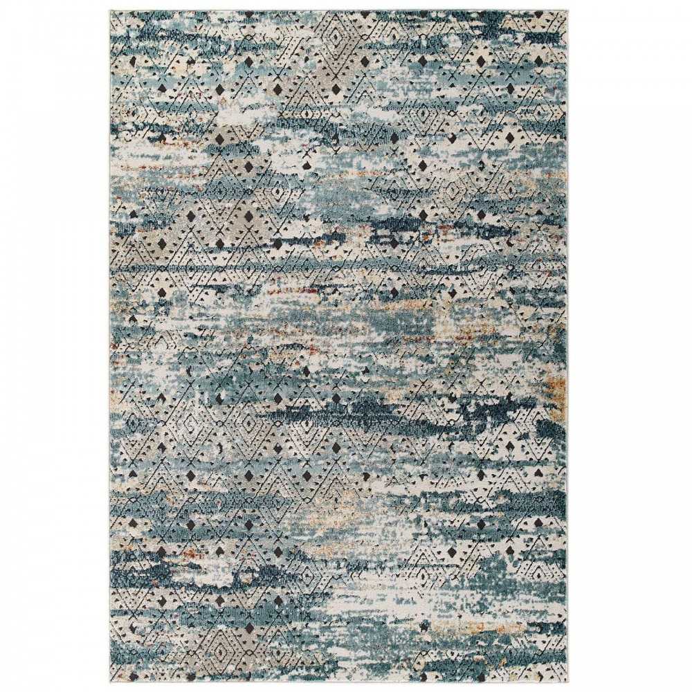 Tribute Eisley Rustic Distressed Transitional Diamond Lattice 8x10 Area Rug