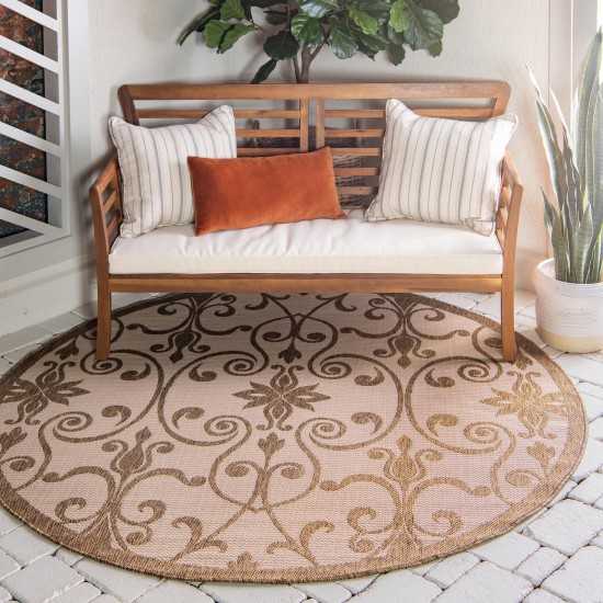 Rug Unique Loom Outdoor Botanical Brown Round 6' 0 x 6' 0