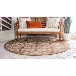 Rug Unique Loom Outdoor Botanical Brown Round 6' 0 x 6' 0