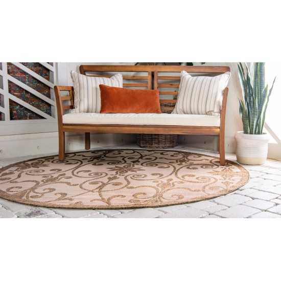 Rug Unique Loom Outdoor Botanical Brown Round 6' 0 x 6' 0