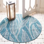 Rug Unique Loom Outdoor Botanical Teal Round 4' 0 x 4' 0