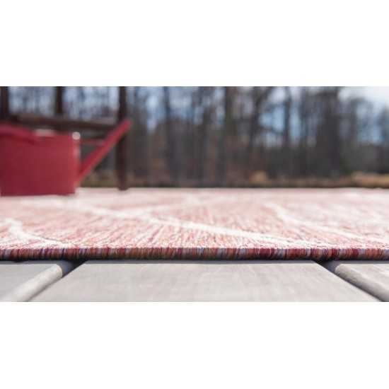 Rug Unique Loom Outdoor Botanical Rust Red Round 4' 0 x 4' 0
