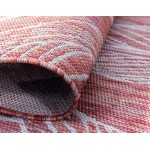 Rug Unique Loom Outdoor Botanical Rust Red Round 4' 0 x 4' 0