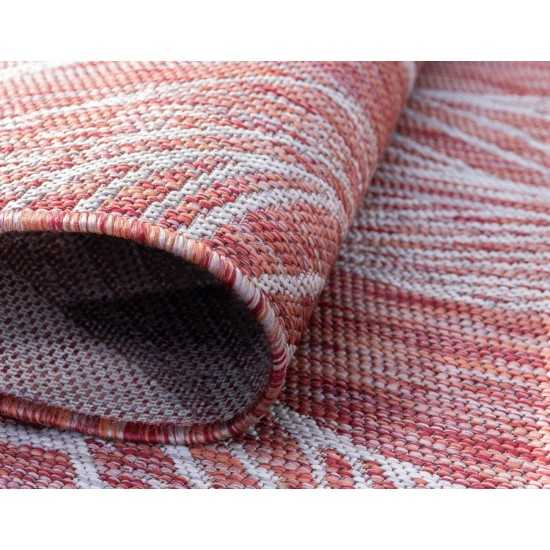 Rug Unique Loom Outdoor Botanical Rust Red Round 4' 0 x 4' 0