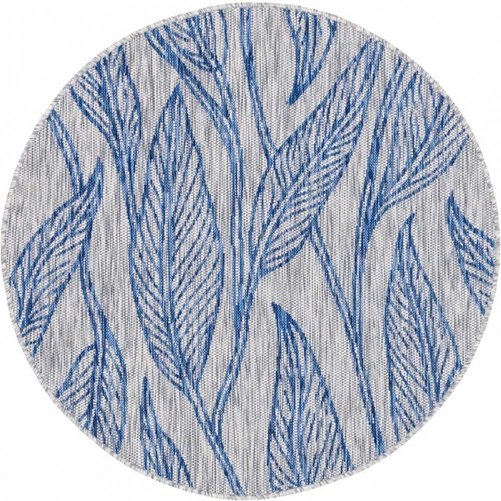 Rug Unique Loom Outdoor Botanical Light Gray Round 4' 0 x 4' 0 Rug Unique Loom Outdoor Botanical Light Gray Round 4' 0 x 4' 0