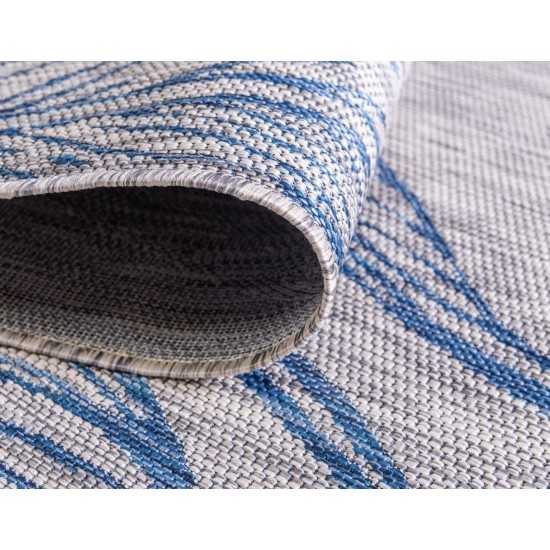 Rug Unique Loom Outdoor Botanical Light Gray Round 4' 0 x 4' 0