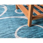 Rug Unique Loom Outdoor Botanical Teal Round 4' 0 x 4' 0