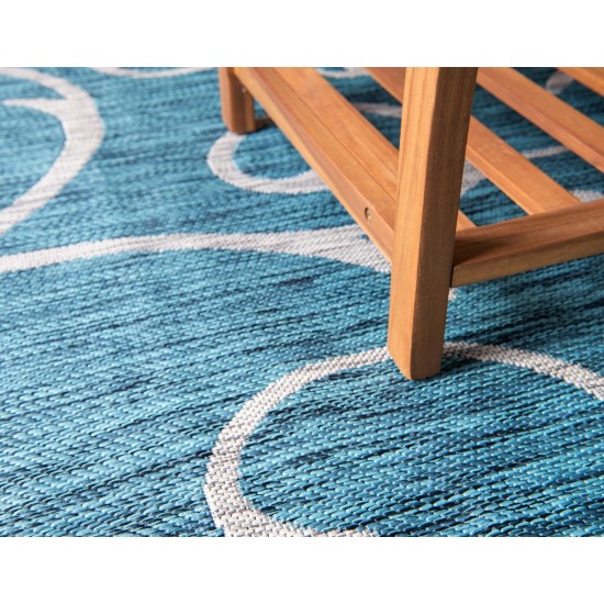 Rug Unique Loom Outdoor Botanical Teal Round 4' 0 x 4' 0