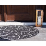 Rug Unique Loom Outdoor Botanical Charcoal Gray Round 4' 0 x 4' 0