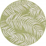 Rug Unique Loom Outdoor Botanical Green Round 4' 0 x 4' 0