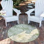 Rug Unique Loom Outdoor Botanical Green Round 4' 0 x 4' 0