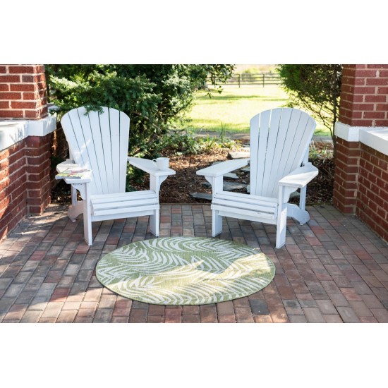 Rug Unique Loom Outdoor Botanical Green Round 4' 0 x 4' 0
