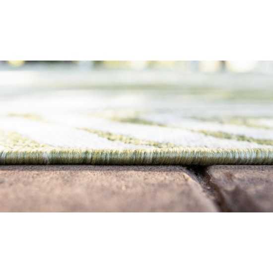Rug Unique Loom Outdoor Botanical Green Round 4' 0 x 4' 0