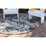 Rug Unique Loom Outdoor Botanical Black Round 4' 0 x 4' 0