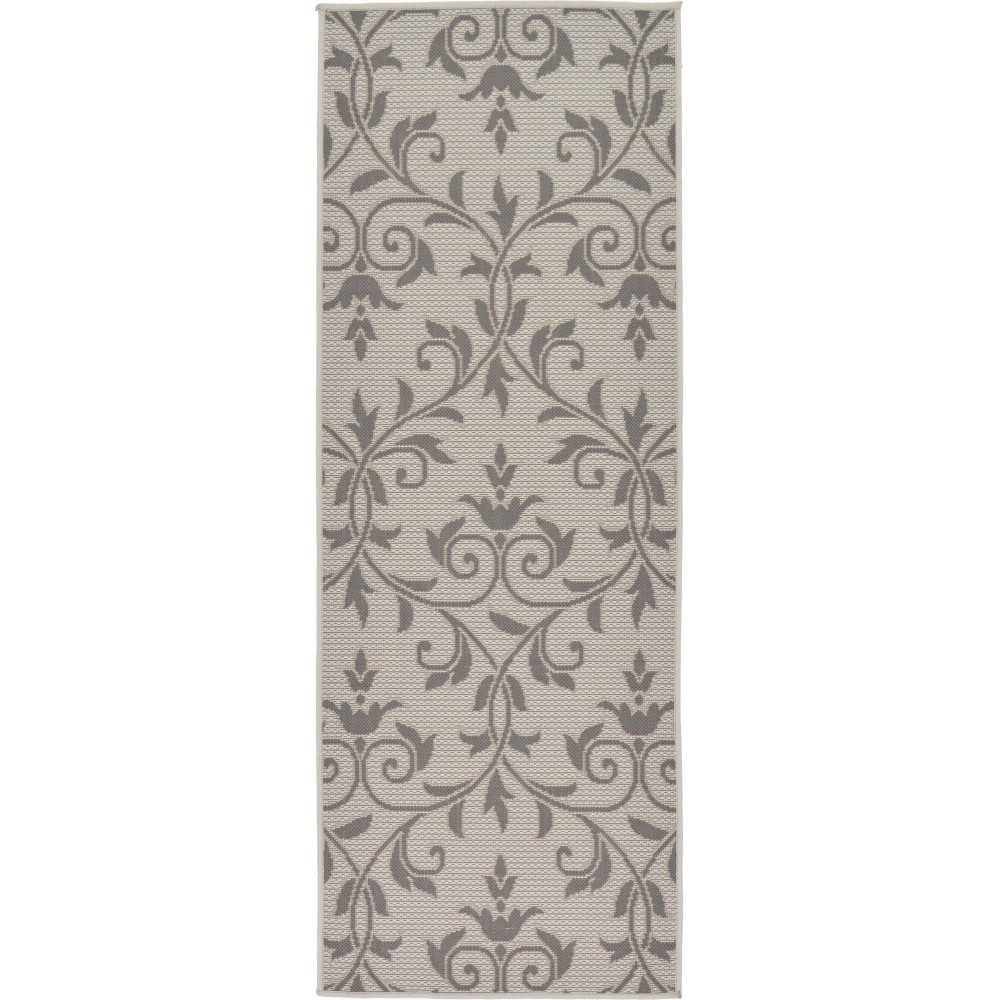 Rug Unique Loom Outdoor Botanical Gray Runner 2' 2 x 6' 0