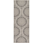 Rug Unique Loom Outdoor Botanical Gray Runner 2' 2 x 6' 0