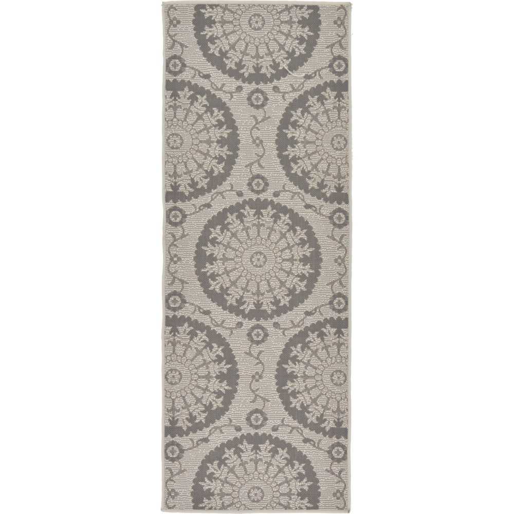 Rug Unique Loom Outdoor Botanical Gray Runner 2' 2 x 6' 0