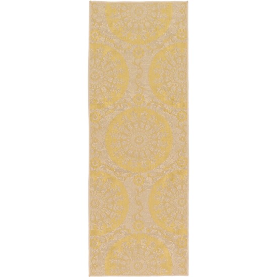 Rug Unique Loom Outdoor Botanical Yellow Runner 2' 2 x 6' 0