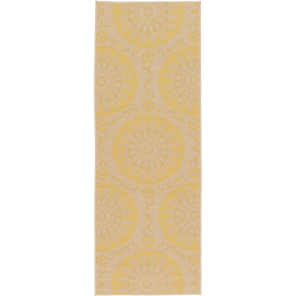 Rug Unique Loom Outdoor Botanical Yellow Runner 2' 2 x 6' 0