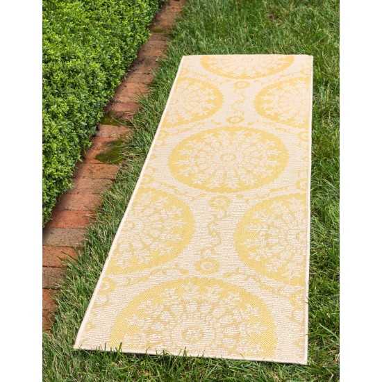 Rug Unique Loom Outdoor Botanical Yellow Runner 2' 2 x 6' 0