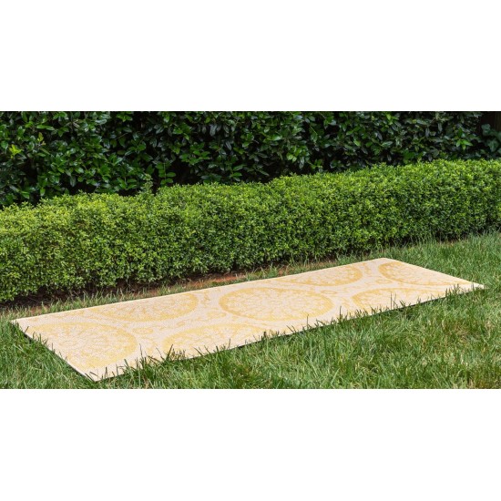 Rug Unique Loom Outdoor Botanical Yellow Runner 2' 2 x 6' 0