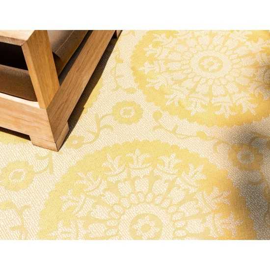 Rug Unique Loom Outdoor Botanical Yellow Runner 2' 2 x 6' 0