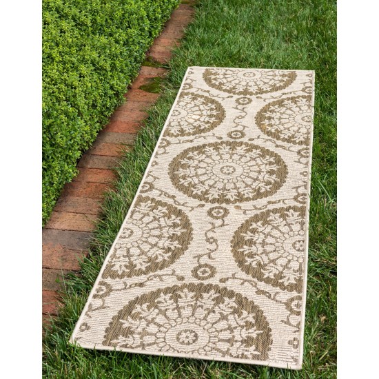 Rug Unique Loom Outdoor Botanical Brown Runner 2' 2 x 6' 0