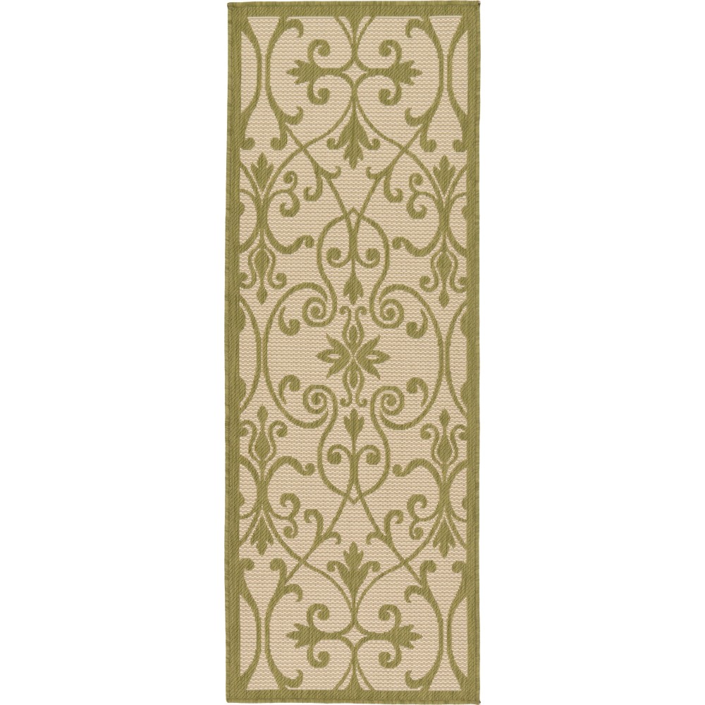 Rug Unique Loom Outdoor Botanical Light Green Runner 2' 2 x 6' 0