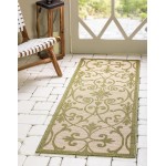 Rug Unique Loom Outdoor Botanical Light Green Runner 2' 2 x 6' 0