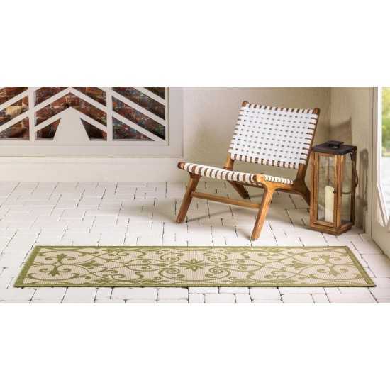 Rug Unique Loom Outdoor Botanical Light Green Runner 2' 2 x 6' 0