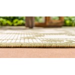 Rug Unique Loom Outdoor Botanical Light Green Runner 2' 2 x 6' 0