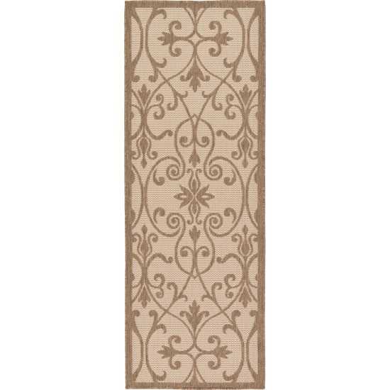 Rug Unique Loom Outdoor Botanical Brown Runner 2' 2 x 6' 0