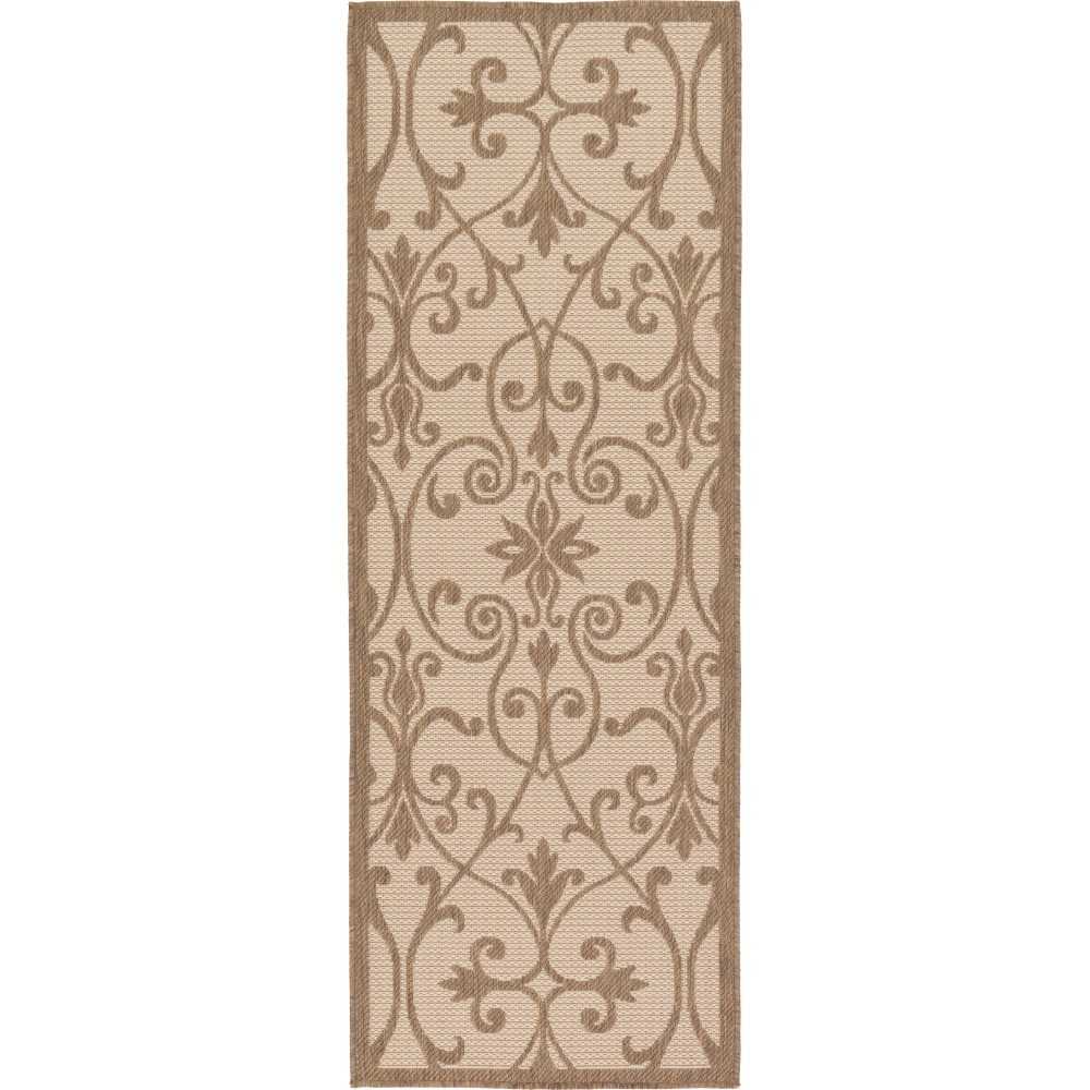 Rug Unique Loom Outdoor Botanical Brown Runner 2' 2 x 6' 0