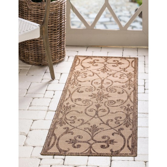 Rug Unique Loom Outdoor Botanical Brown Runner 2' 2 x 6' 0