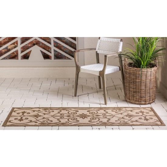 Rug Unique Loom Outdoor Botanical Brown Runner 2' 2 x 6' 0